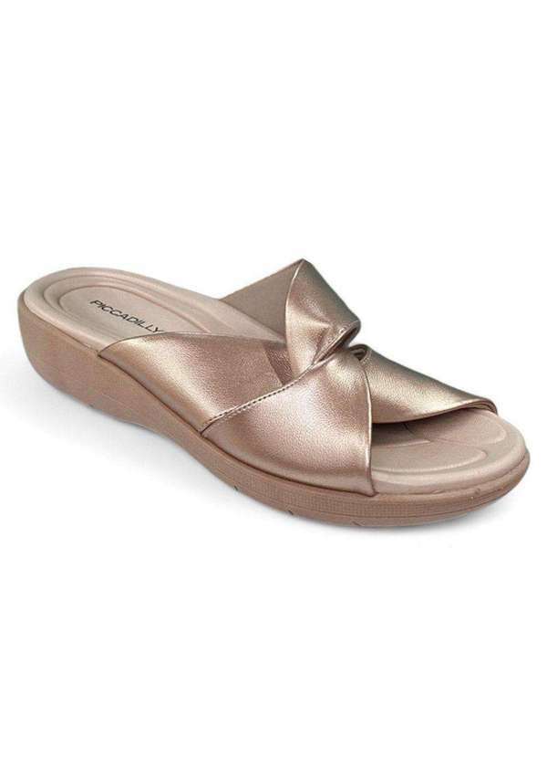 Piccadilly - Tamanco Piccadilly Fascite Anabela Médio Feminino Dourado