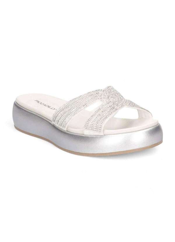 Piccadilly - Tamanco Piccadilly Sol Strass Feminino Prata