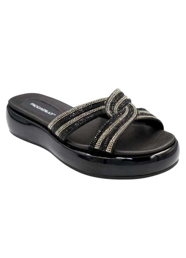 Piccadilly - Tamanco Piccadilly Sol Strass Feminino Preto