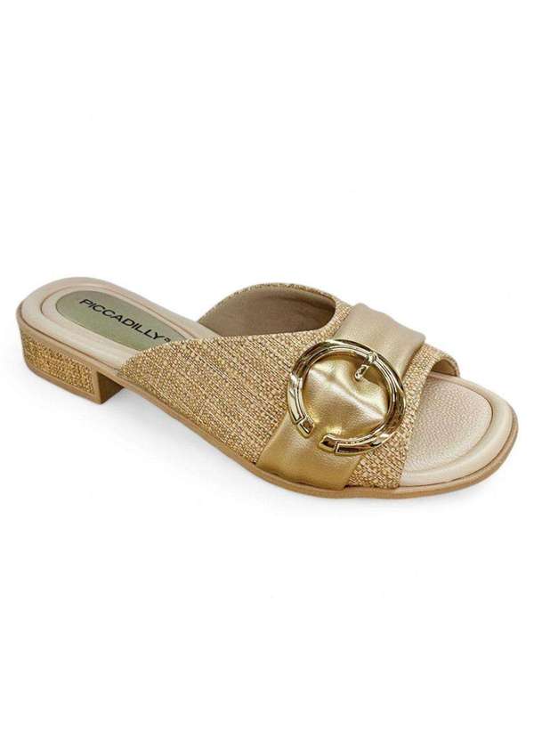 Piccadilly - Tamanco Piccadilly Taila Salto Baixo Feminino Dourado