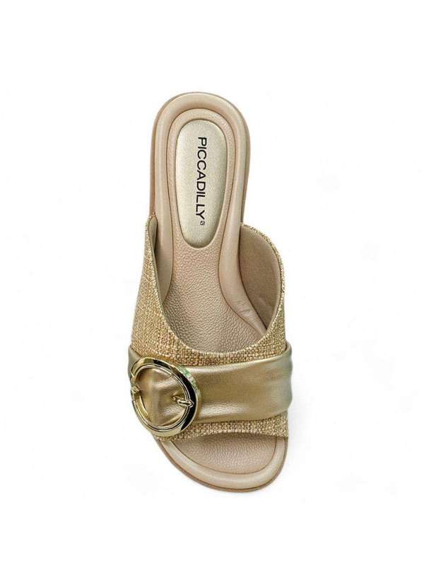 Piccadilly - Tamanco Piccadilly Taila Salto Baixo Feminino Dourado 3