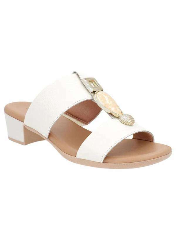 Usaflex - Tamanco Salto Usaflex Couro Feminino Branco