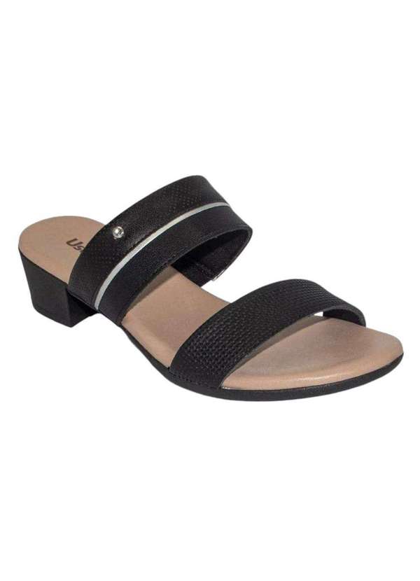 Usaflex - Tamanco Usaflex Salto Bloco Feminino Preto