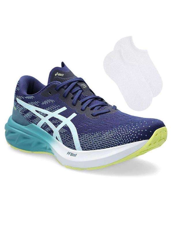 Asics - Kit Tênis Asics Dynablast 3 Feminino e par de Meia Azul