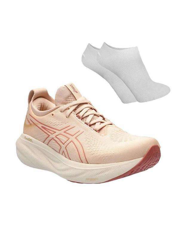 Asics - Kit Tênis Asics Gel-Nimbus 25 Feminino e par de Meia Laranja