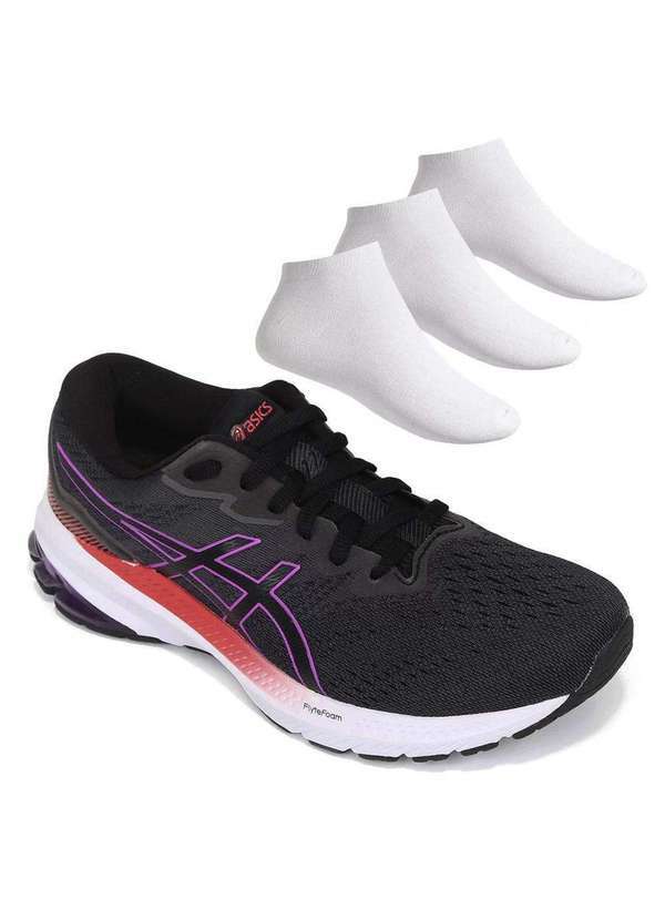 Asics - Kit Tênis Asics Gt-1000 11 Feminino e 3 pares de Meias Cinza