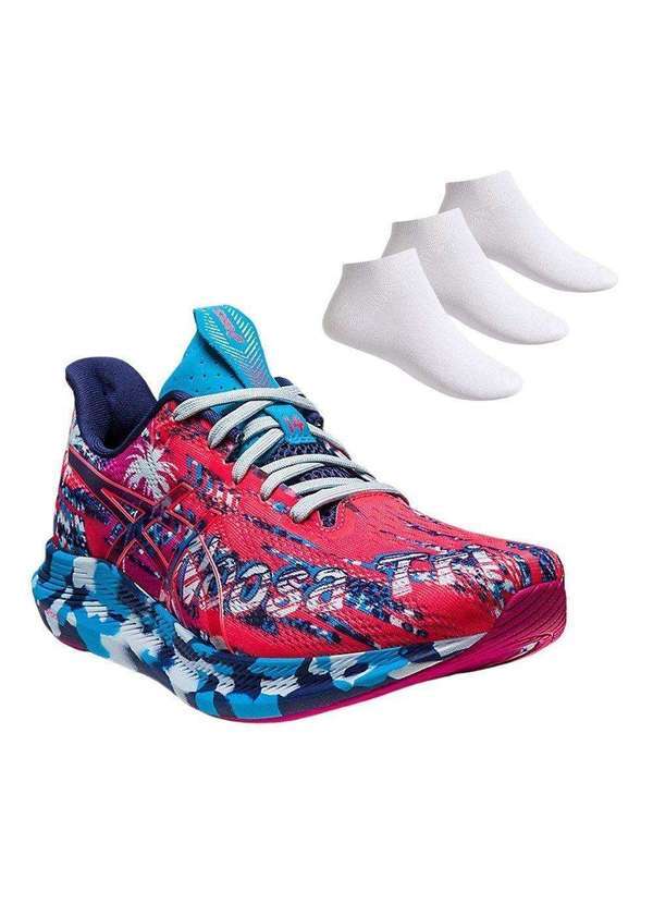 Asics - Kit Tênis Asics Noosa Tri 14 Feminino e 3 pares de Meias Azul