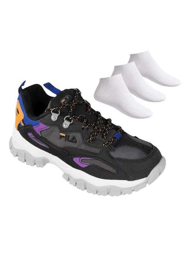 Fila - Kit Tênis Fila Ray Tracer Tr Feminino e 3 pares de Meias Preto
