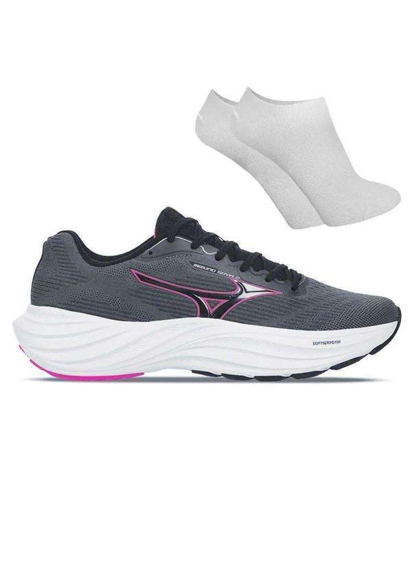 Mizuno - Kit Tênis Mizuno Goya 2 Feminino e par de Meia Cinza