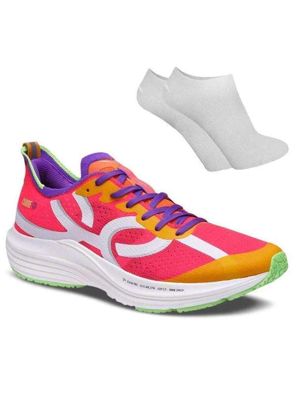 Olympikus - Kit Tênis Olympikus Corre 3 Feminino e par de Meia - Rosa