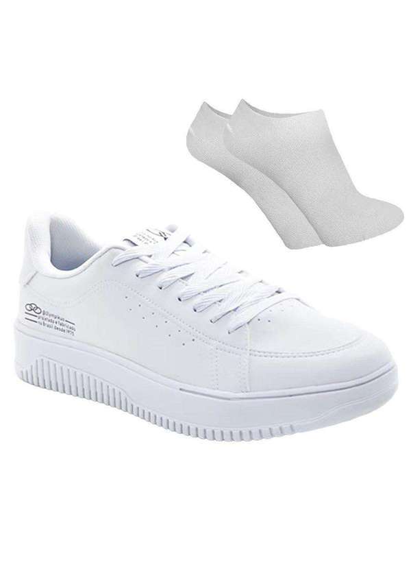 Olympikus - Kit Tênis Olympikus Eros Unissex e par de Meia Branco
