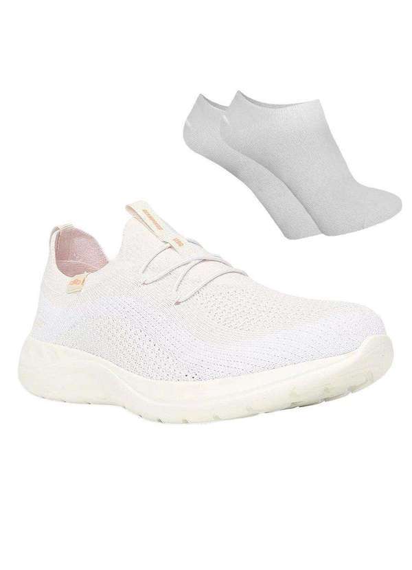 Olympikus - Kit Tênis Olympikus Ultraleve Feminino e par de Meia - Branco