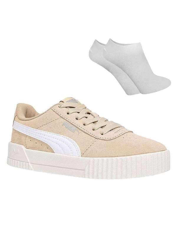 Puma - Kit Tênis Puma Carina Feminino e par de Meia Bege