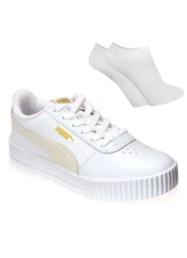 Puma - Kit Tênis Puma Carina Feminino e par de Meia Branco