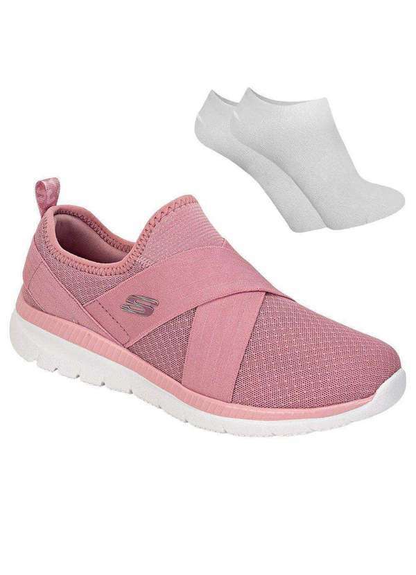 Skechers - Kit Tênis Skechers Bountiful Feminino e par de Meia Rosa
