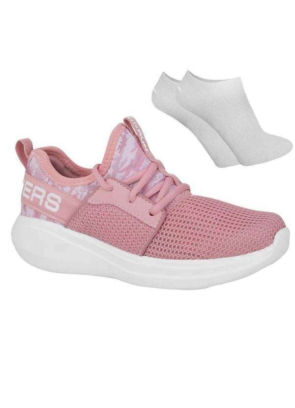 Skechers - Kit Tênis Skechers Go Run Fast Feminino e par de Meia Rosa