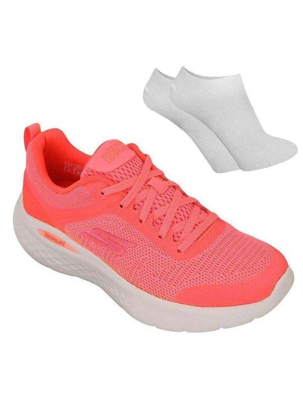 Skechers - Kit Tênis Skechers Go Run Lite Feminino e par de Meia Rosa