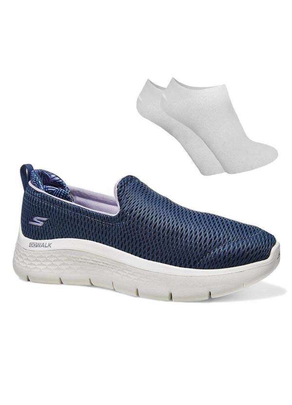 Skechers - Kit Tênis Skechers Go Walk Flex Clever Feminino e par de Meia Azul