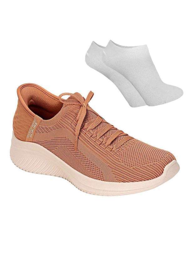 Skechers - Kit Tênis Skechers Ultra Flex 3.0 Feminino e par de Meia Bege