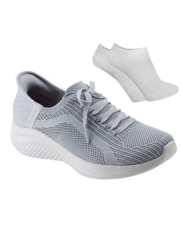 Skechers - Kit Tênis Skechers Ultra Flex 3.0 Feminino e par de Meia Cinza