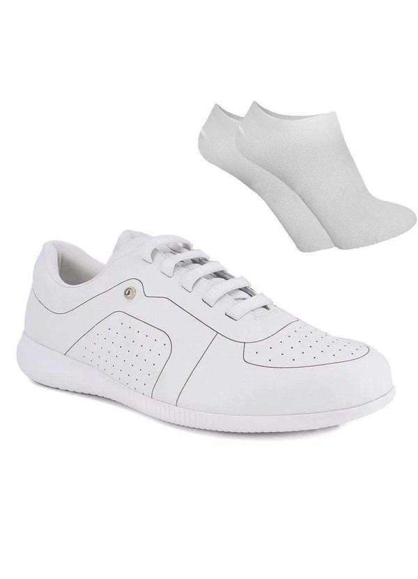 Usaflex - Kit Tênis Usaflex Casual Feminino e par de Meia - Branco