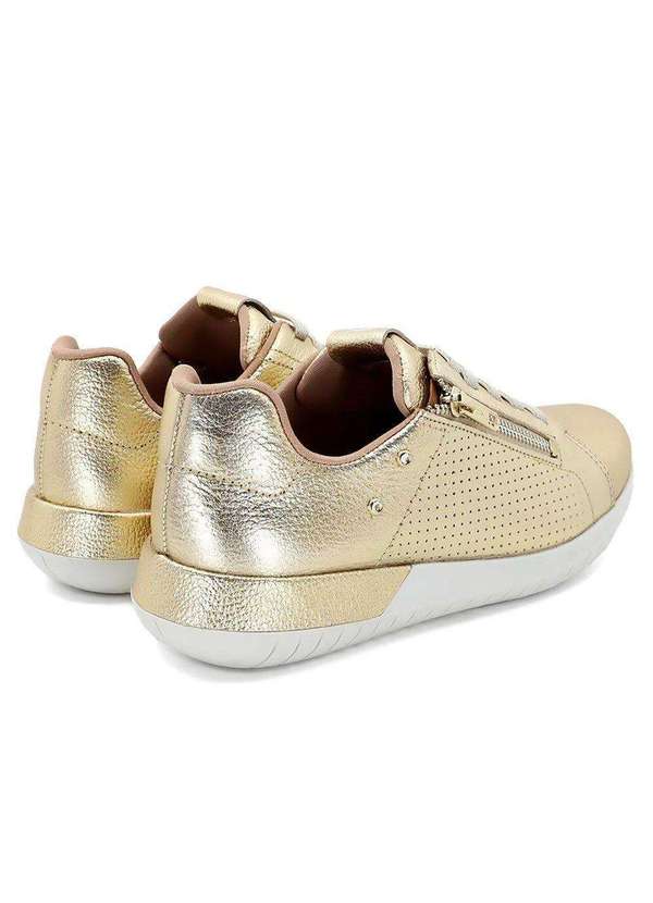 Usaflex - Kit Tênis Usaflex Casual Feminino e par de Meia - Dourado 2