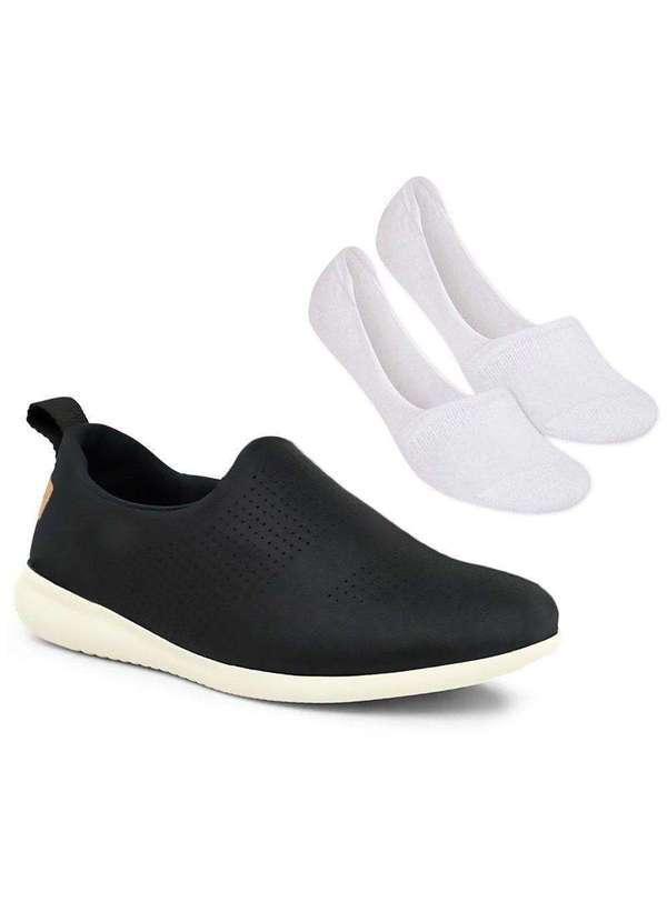 Usaflex - Kit Tênis Usaflex Laser Feminino e par de Meia - Preto