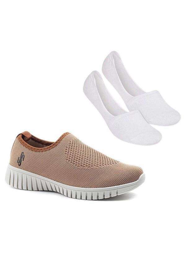 Usaflex - Kit Tênis Usaflex Monograma Feminino e par de Meia - Marrom