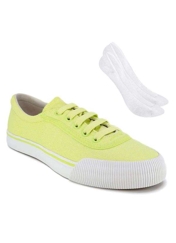 Usaflex - Kit Tênis Usaflex Salto Rasteiro Feminino e par de Meia Verde 1