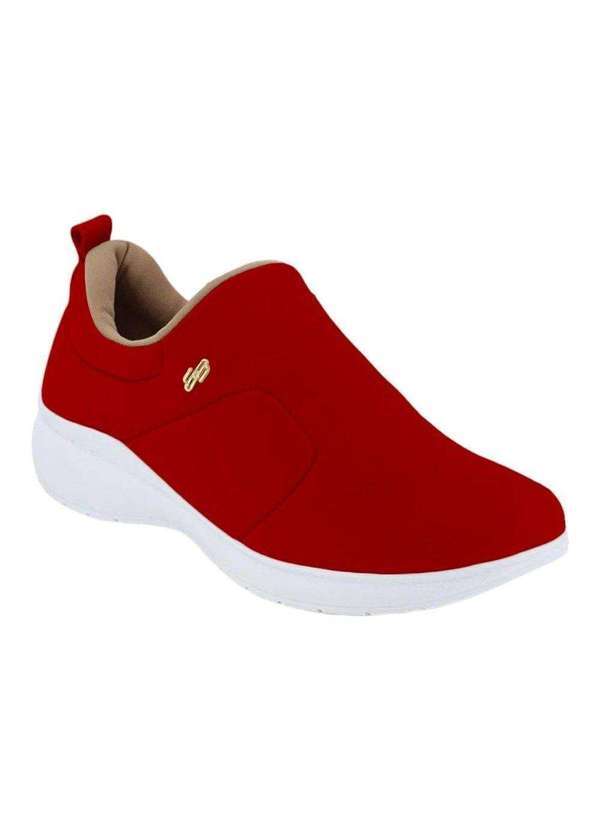 Usaflex - Tênis Usaflex Slip On Elastano Feminino Vermelho