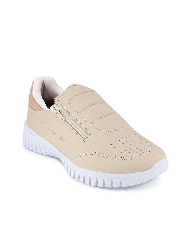 Tênis Usaflex Zíper Feminino Bege Esporte Legal