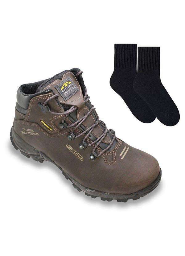 Bull Terrier - Bota Impermeável Bull Terrier Terragrip Masculina e par de Meia Marrom
