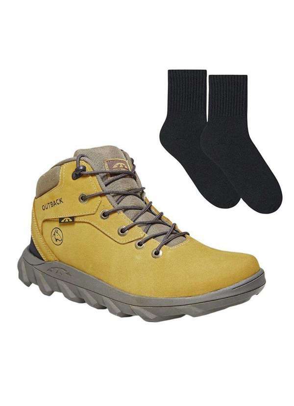 Bull Terrier - Kit Bota Bull Terrier Outback Masculina e par de Meia Amarelo
