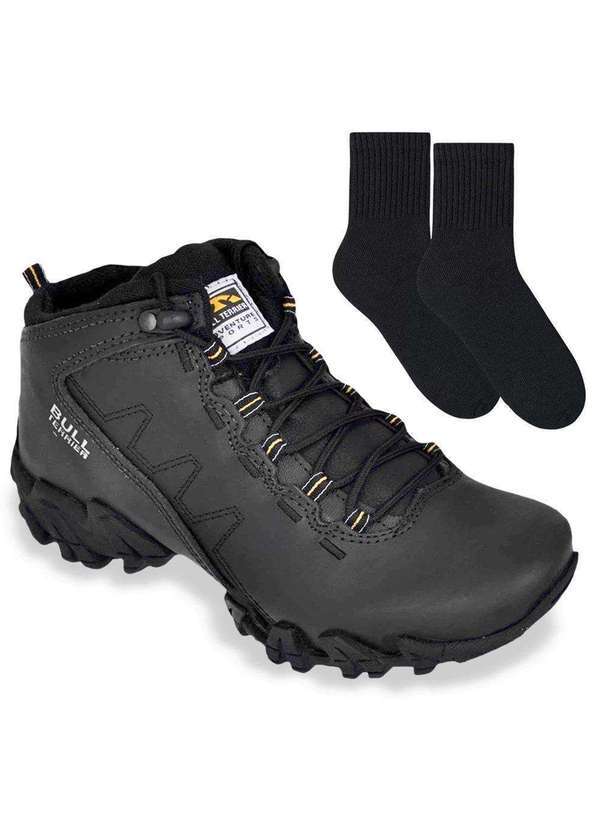 Bull Terrier - Kit Bota Bull Terrier Ranger Masculina e par de Meia Preto