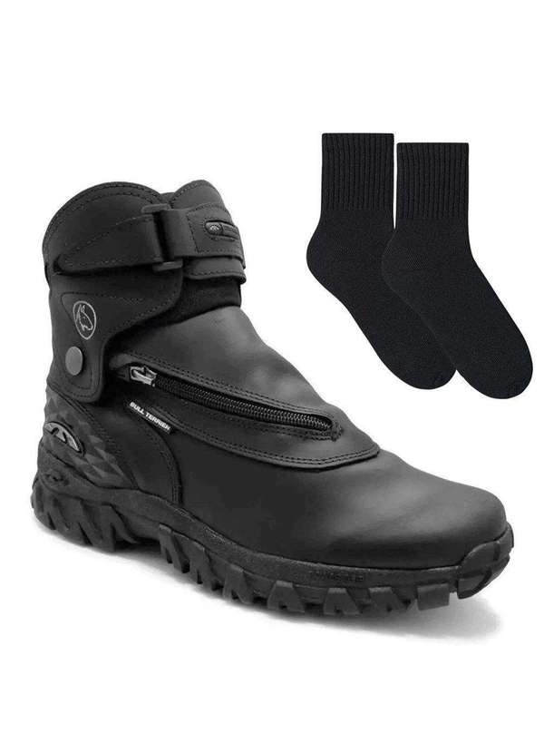 Bull Terrier - Kit Bota Bull Terrier Soldier Masculina e par de Meia Preto