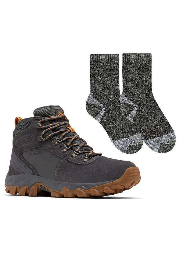 Columbia - Kit Bota Columbia Newton Ridge Masculina e 3 pares de Meias - Cinza