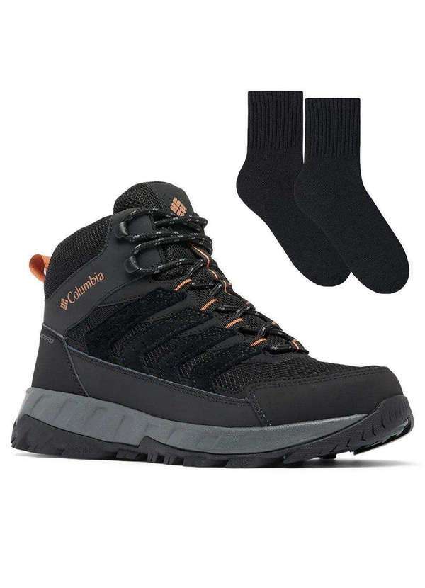 Columbia - Kit Bota Columbia Strata Trail Mid Masculina e par de Meia Preto