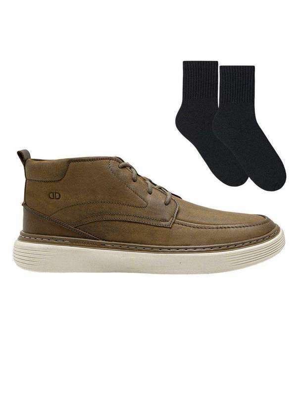 Democrata - Kit Bota Democrata Denim Clash Masculina e par de Meia Marrom