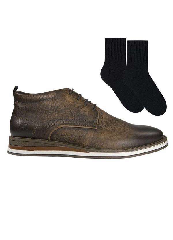 Democrata - Kit Bota Democrata Type Masculina e par de Meia Marrom