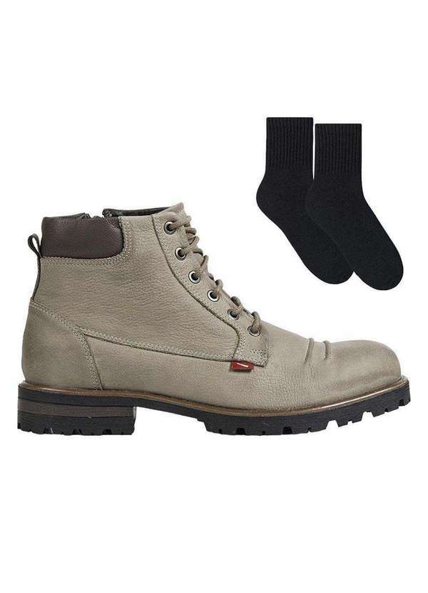 Ferracini - Kit Bota Ferracini Compass Zíper Masculina e par de Meia - Bege