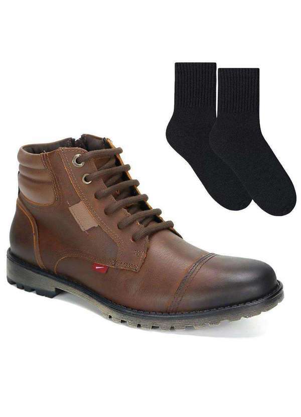 Ferracini - Kit Bota Ferracini Cross Masculina e par de Meia - Marrom