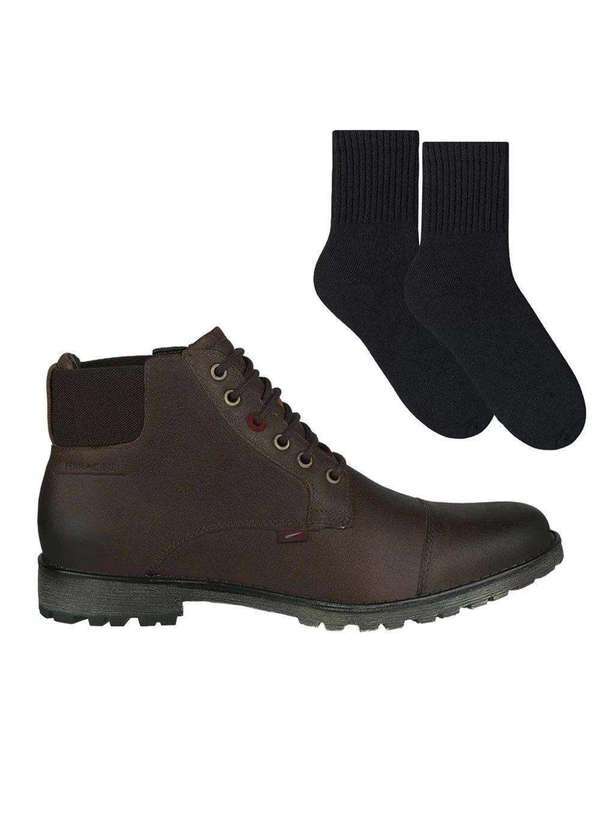 Ferracini - Kit Bota Ferracini Cross Masculina e par de Meia Marrom