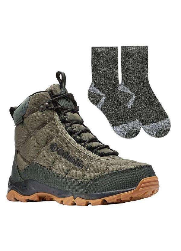 Columbia - Kit Bota Impermeável Columbia Firecamp Masculina e par de Meia Verde