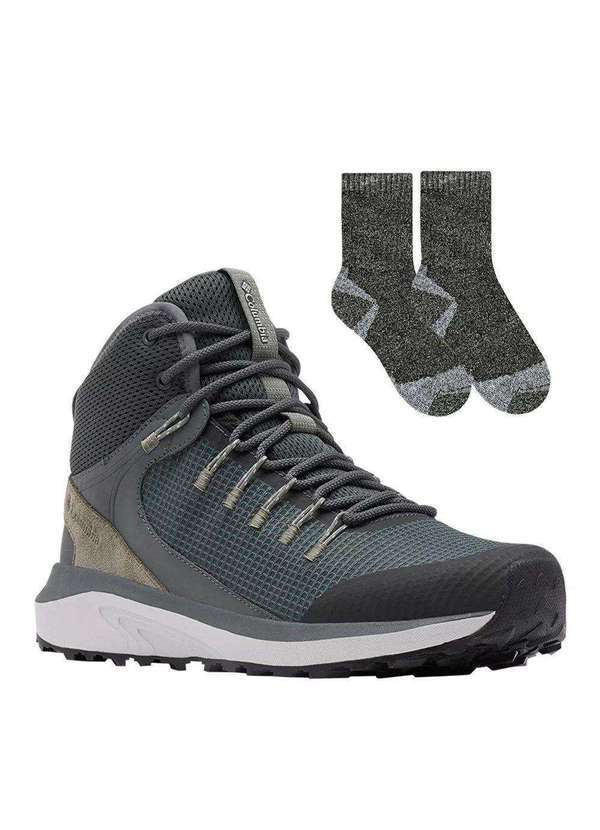 Columbia - Kit Bota Impermeável Columbia Trailstorm Masculina e par de Meia Cinza