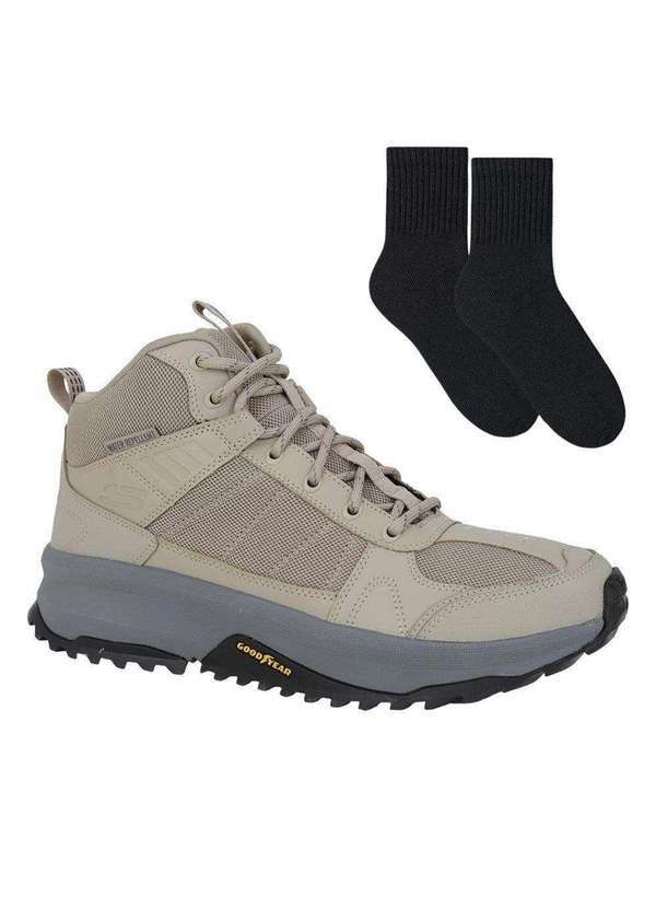Skechers - Kit Bota Skechers Bionic Trail Masculino e par de Meia Bege