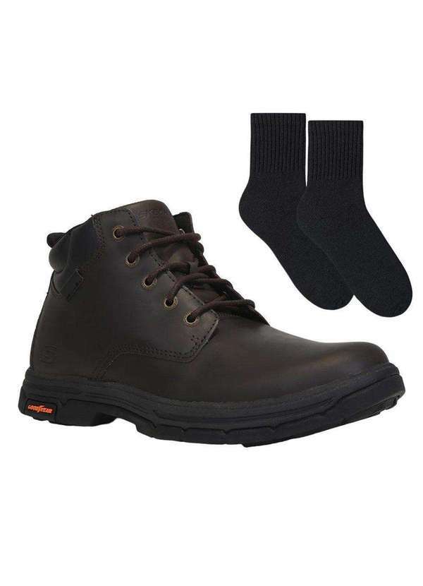 Skechers - Kit Bota Skechers Segment 2.0 Brogden Masculina e par de Meia Marrom