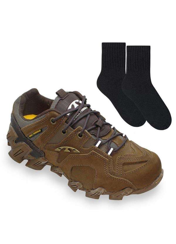 Bull Terrier - Kit Tênis Bull Terrier Aton Low Masculino e par de Meia Marrom