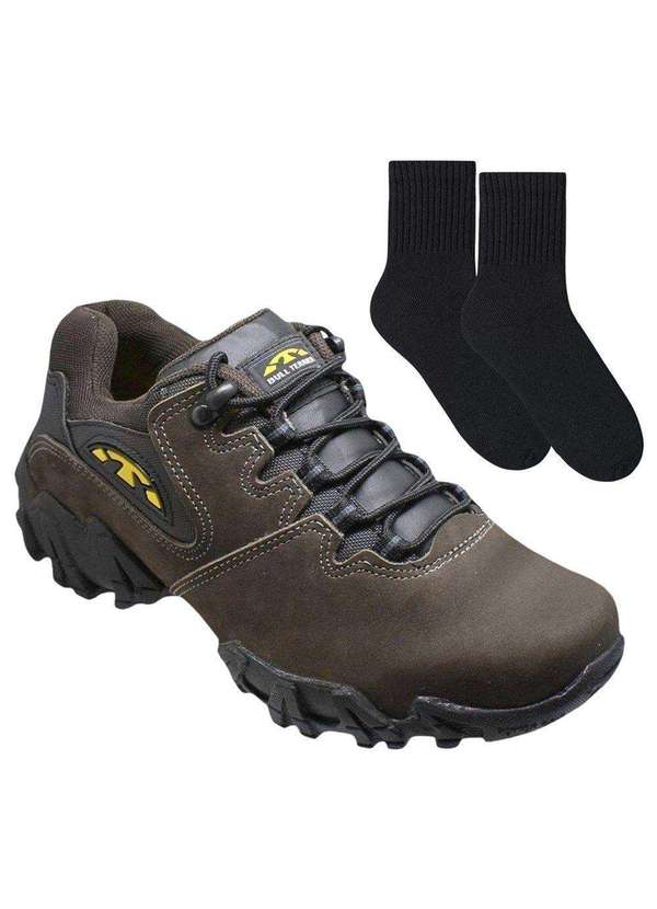 Bull Terrier - Kit Tênis Bull Terrier Bruce Low Masculino e par de Meia Marrom