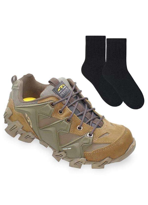 Kit Tênis Bull Terrier Cyber Masculino e par de Meia Marrom