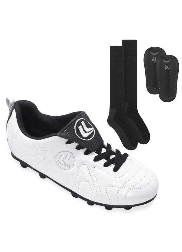 Esporte Legal - Kit Chuteira Campo Esporte Legal Terra e Caneleira e Meião Branco